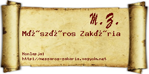 Mészáros Zakária névjegykártya
